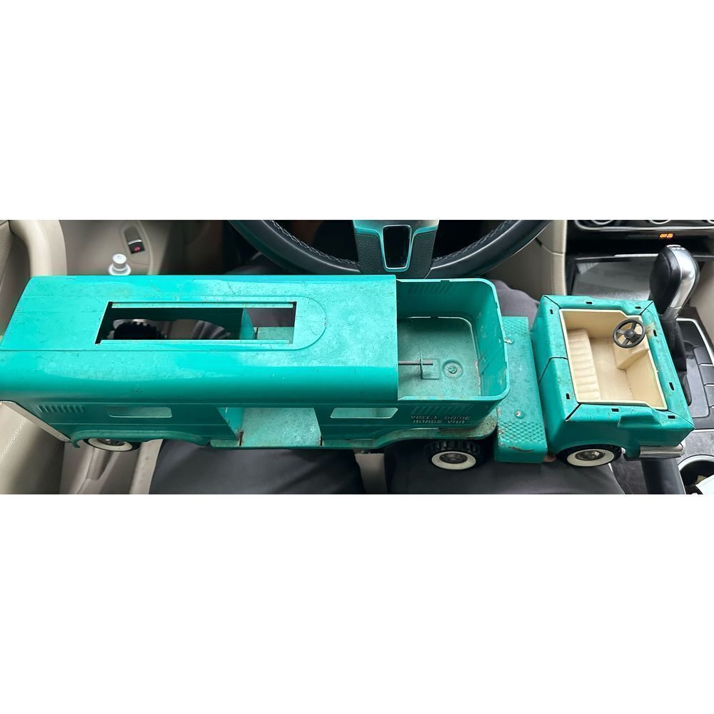 VTG Pressed Steel Structo Dumper Blue Dump Truck with animal Trailer.